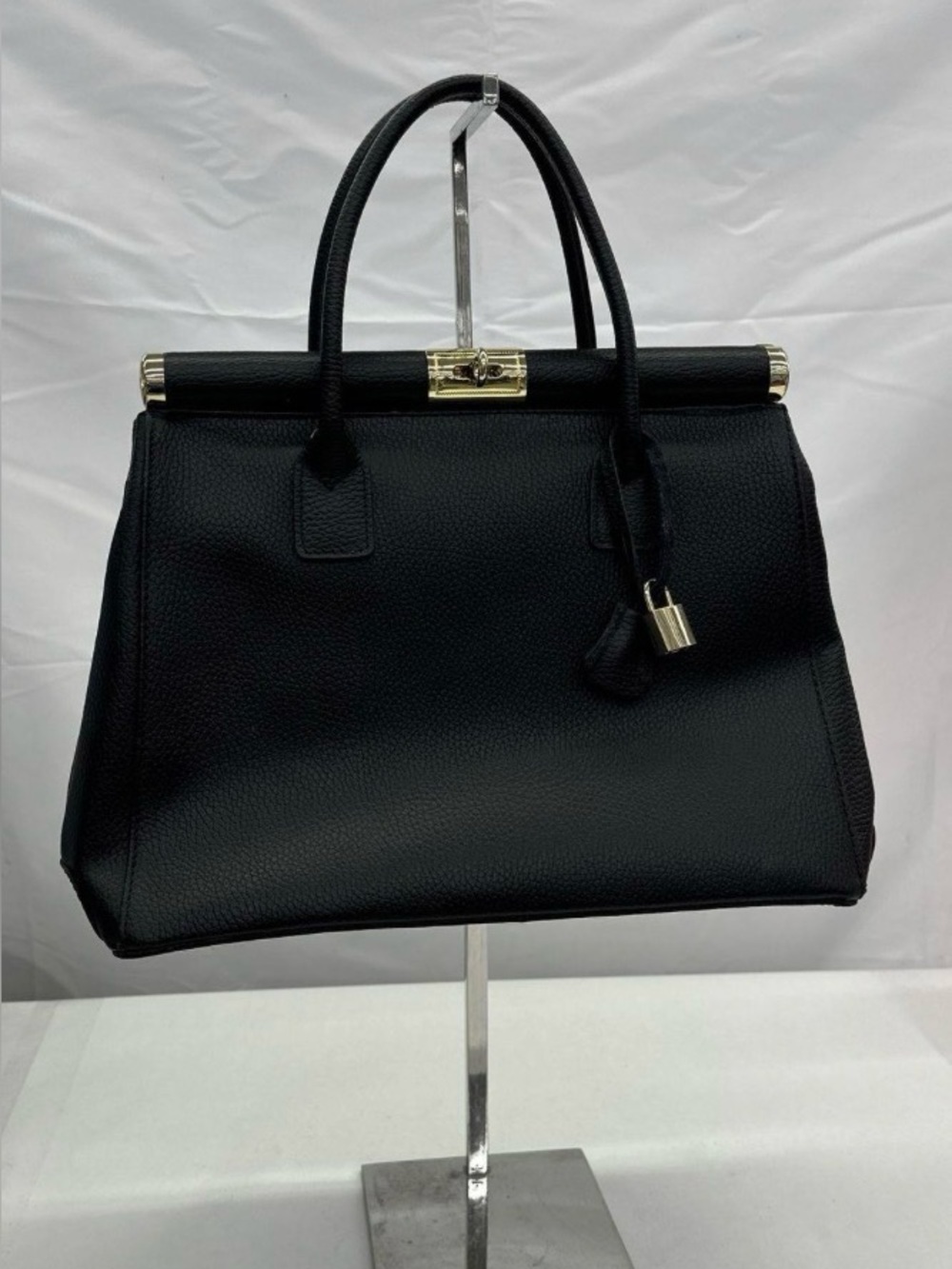 Classic Black Structured Satchel Handbag
